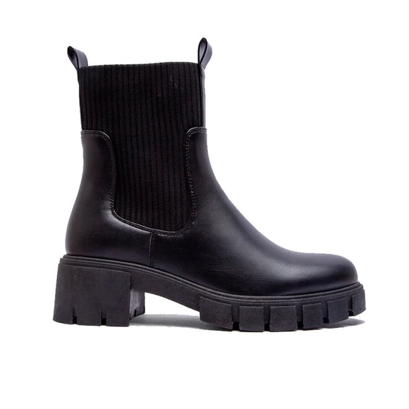 Renley Qupid  Black PU Sock Boots - Picture 3 of 8